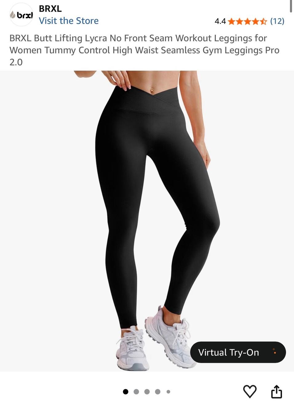 BRXL Lycra No Front Seam Workout Leggings Tummy Control High Waist Seamless